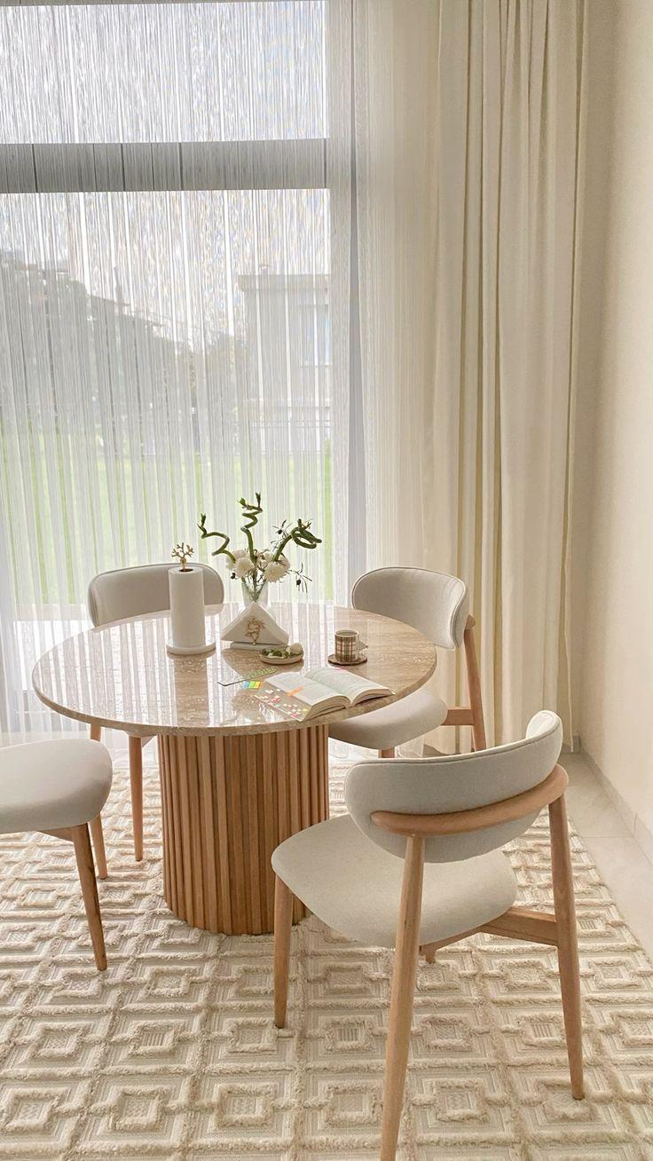 Modern dining area with round table